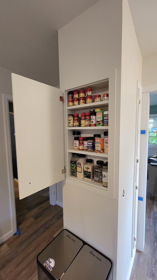 Jesse suggested adding a spice cabinet to this dead space in the kitchen.